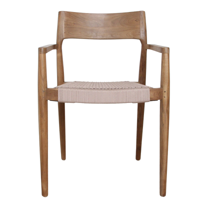 Chaise de salle à manger en teck Freya avec accoudoirs naturel lot de 2 Raw Materials