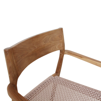 Chaise de salle à manger en teck Freya avec accoudoirs naturel lot de 2 Raw Materials