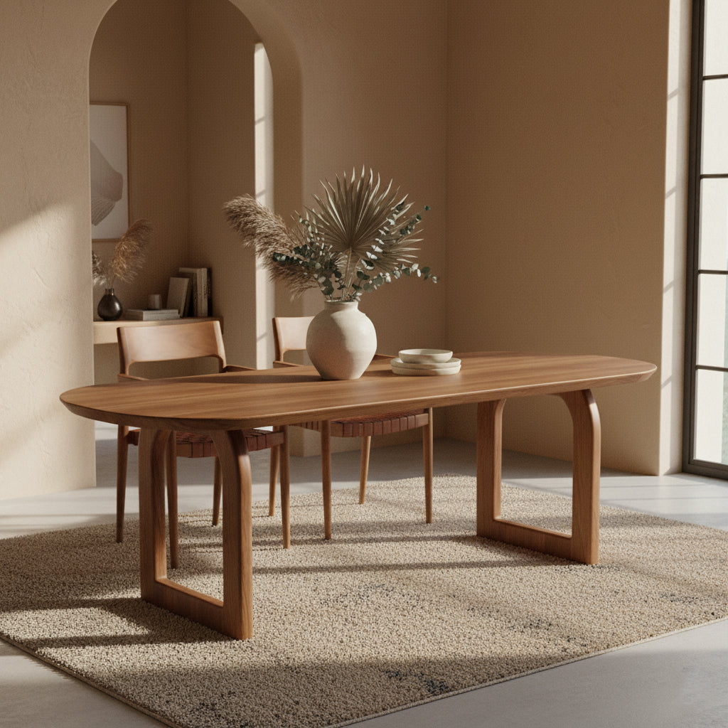 Table à manger Bullnose ouverte marron 180 cm Raw Materials