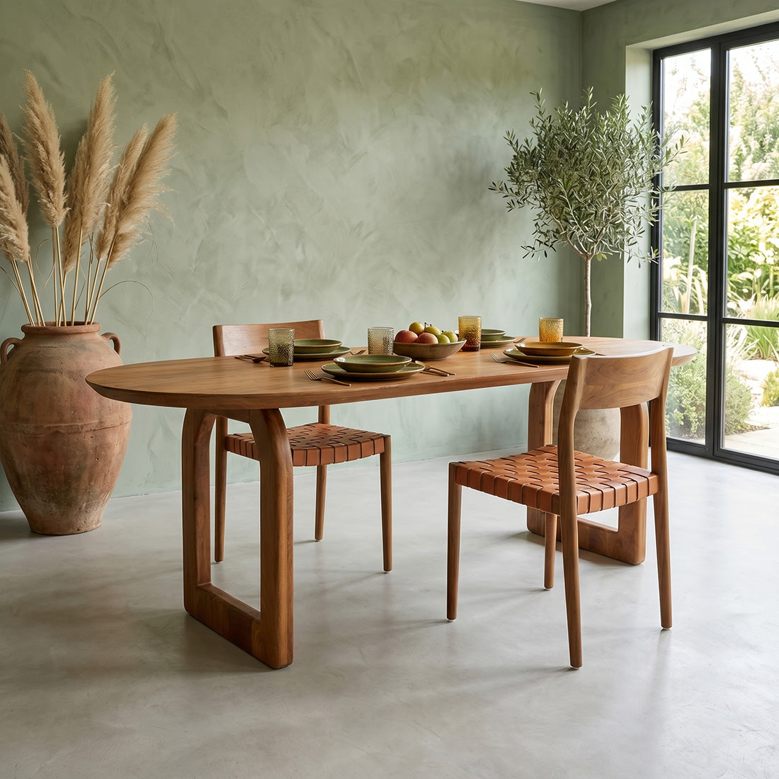Table à manger Bullnose ouverte marron 200 cm Raw Materials