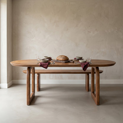 Table à manger Bullnose ouverte marron 200 cm Raw Materials