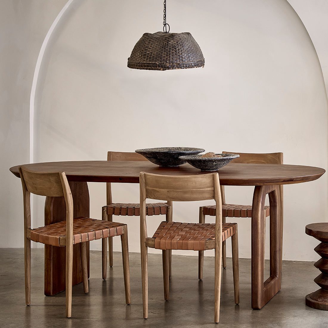 Table à manger Bullnose Mix marron 240 cm Raw Materials