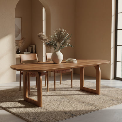 Table à manger Bullnose ouverte marron 240 cm Raw Materials