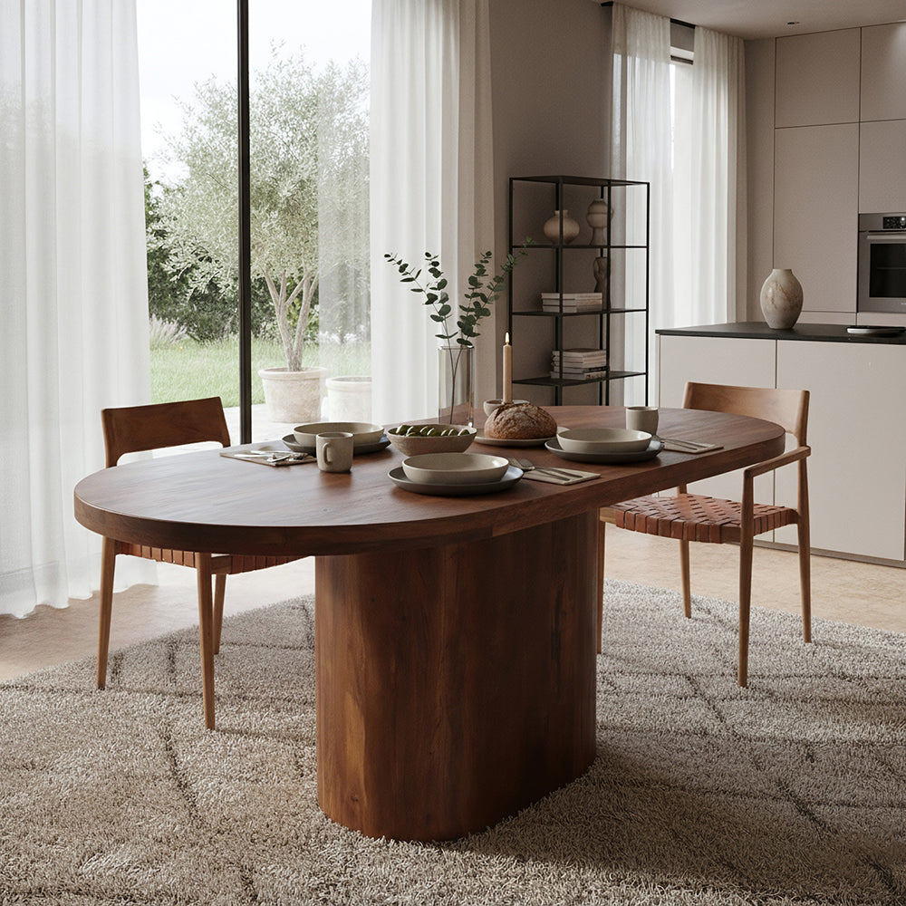 Table à manger Bullnose Rectangulaire Ovale Bois de manguier 200cm Matières premières