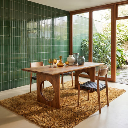 Table à manger Bullnose Chamfered Loop en bois de manguier 180 cm Raw Materials