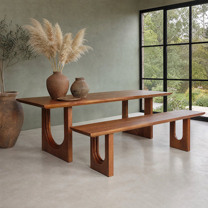 Table à manger Bullnose Chamfered Arch en bois de manguier 200 cm Matières premières
