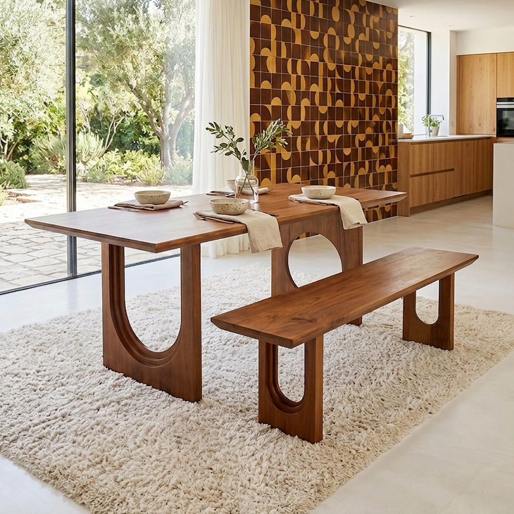 Table de salle à manger Bullnose Chamfered Mix Bois de manguier 240cm Matières premières