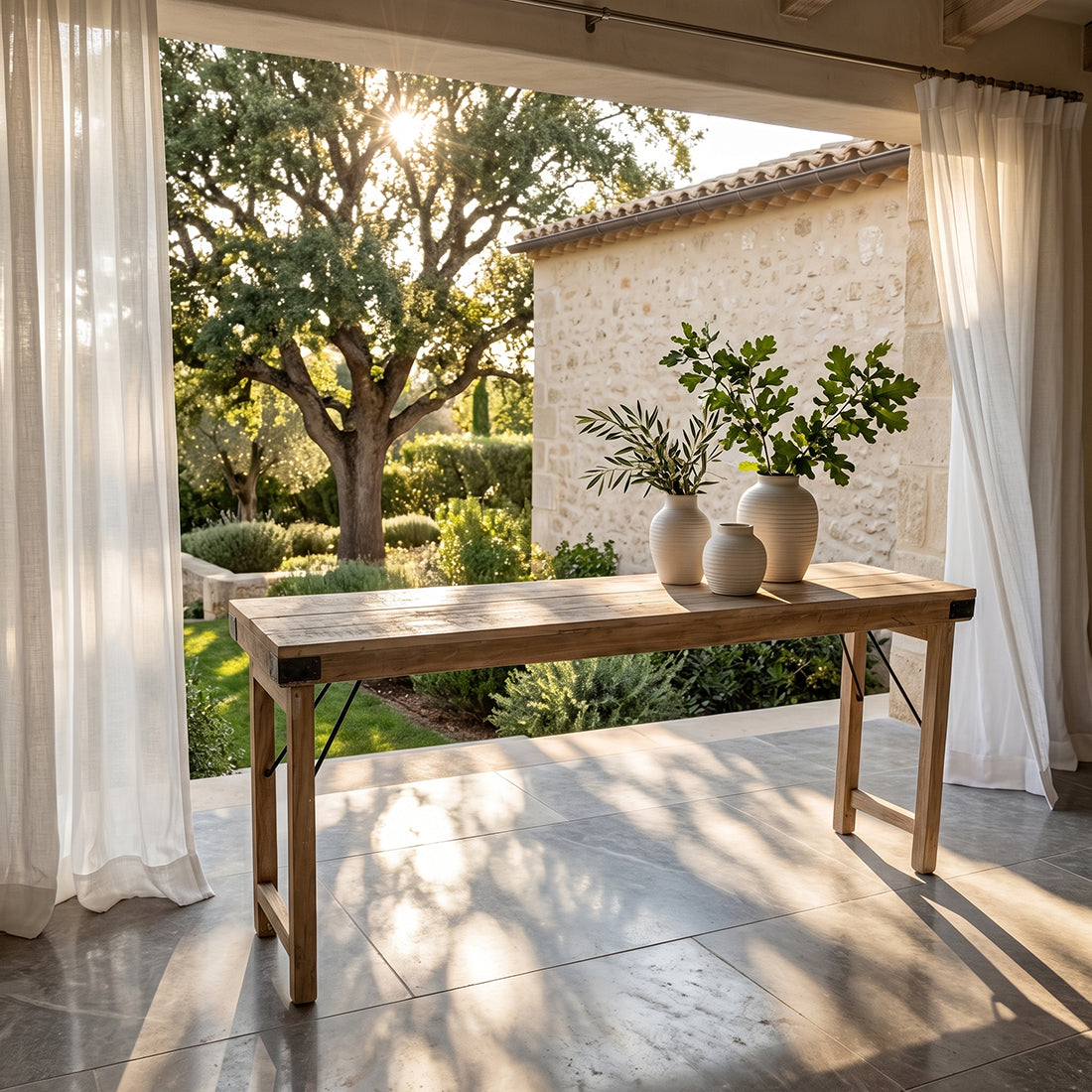 Console Rabattable Limewash  Matières Premières