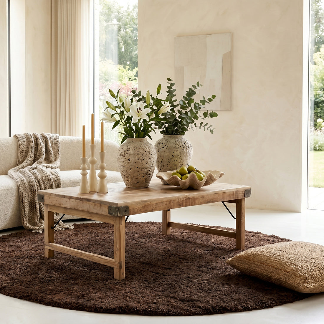 Table basse rabattable Limewash Raw Materials