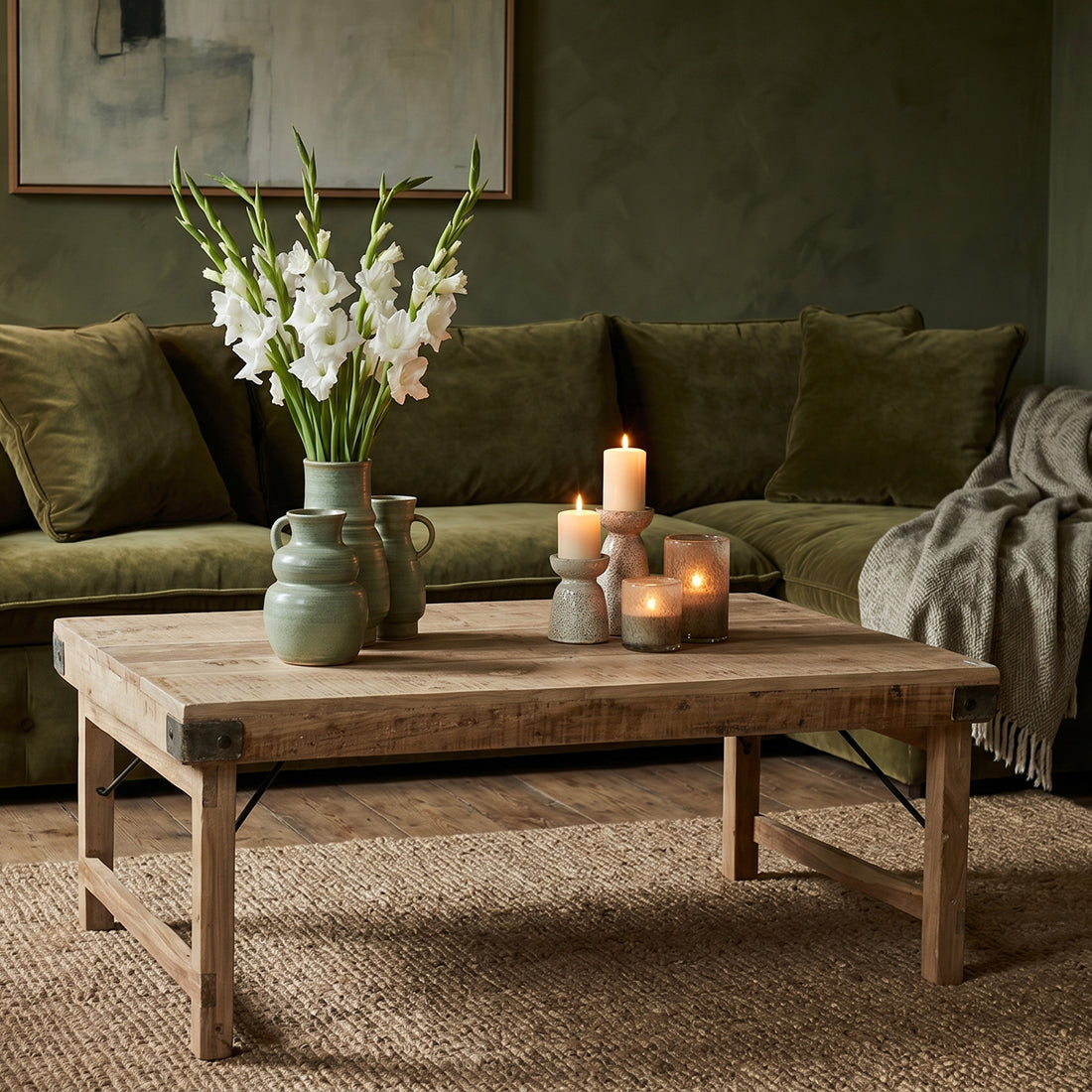 Table basse rabattable Limewash Raw Materials