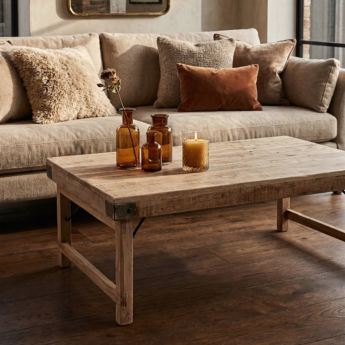 Table basse rabattable Limewash Raw Materials