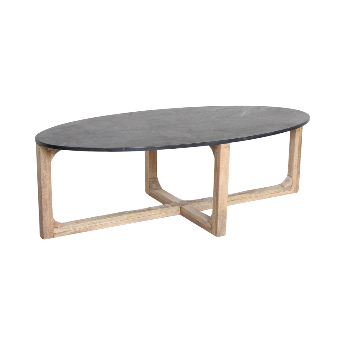 Table basse ovale en marbre noir Raw Materials