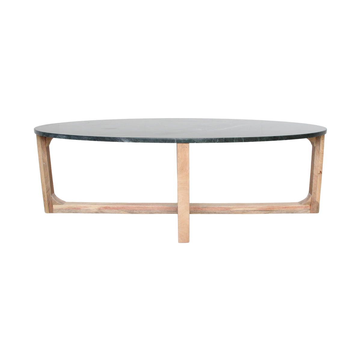 Table basse ovale en marbre vert Raw Materials