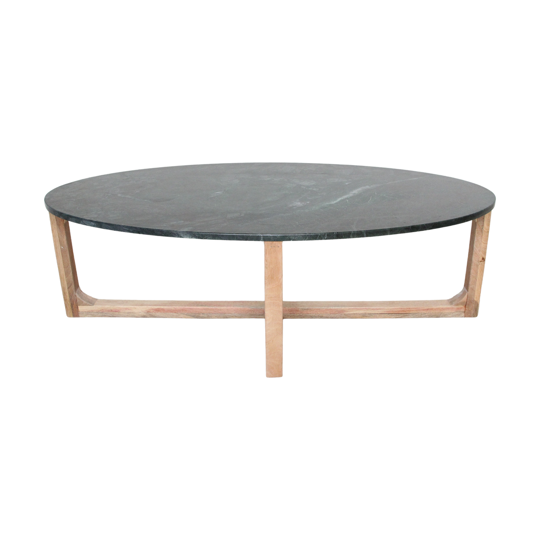 Table basse ovale en marbre vert Raw Materials