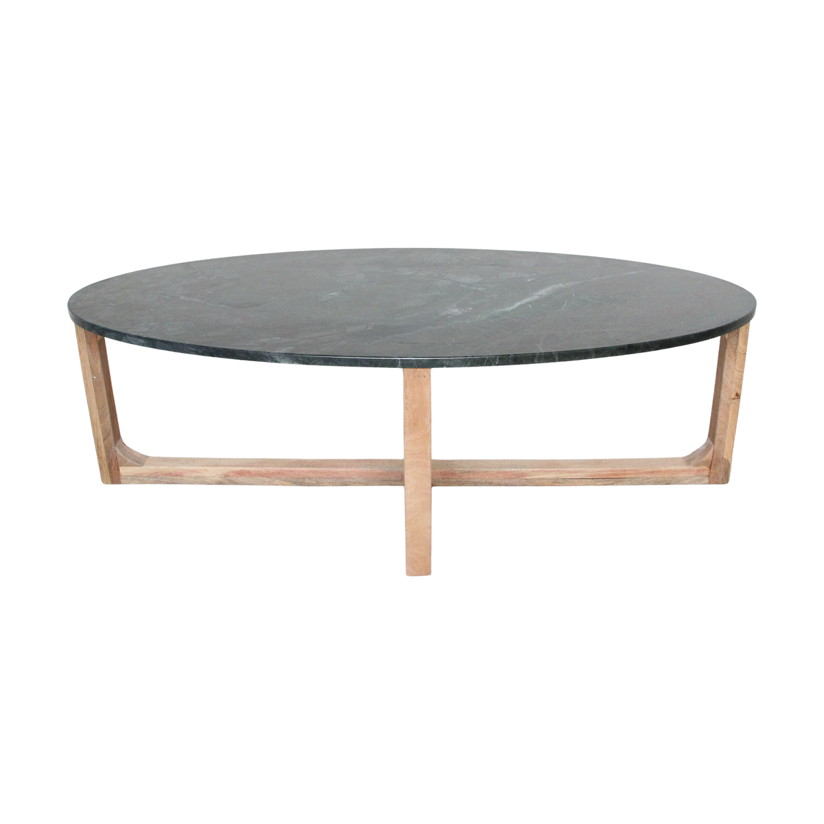 Table basse ovale en marbre vert Raw Materials