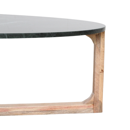 Table basse ovale en marbre vert Raw Materials