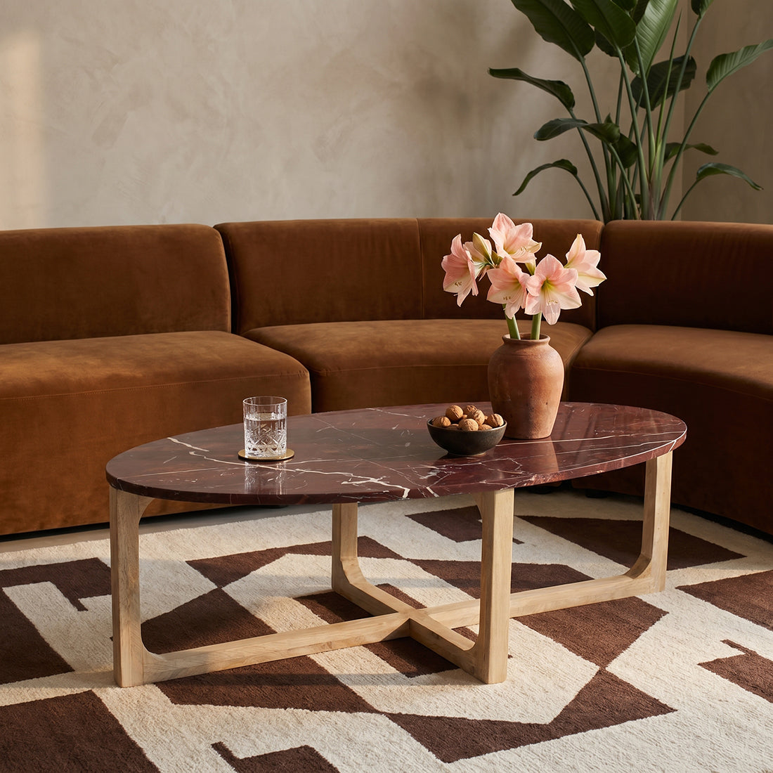 Table basse ovale en marbre « Cherry » Raw Materials