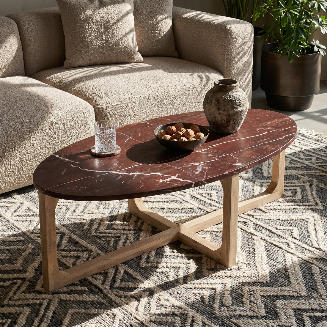 Table basse ovale en marbre « Cherry » Raw Materials