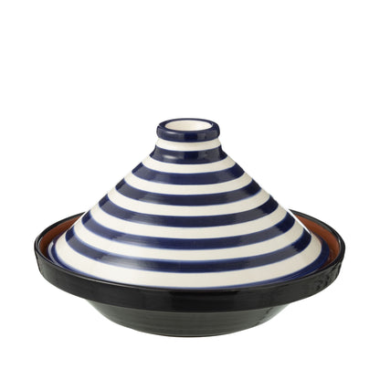 Tagine Granada Rayures Bleu Cobalt/Blanc Céramique J-Line