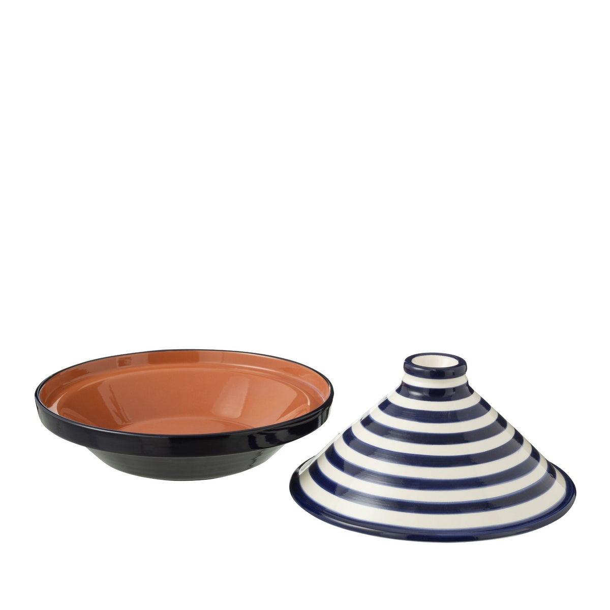 Tagine Granada Rayures Bleu Cobalt/Blanc Céramique J-Line