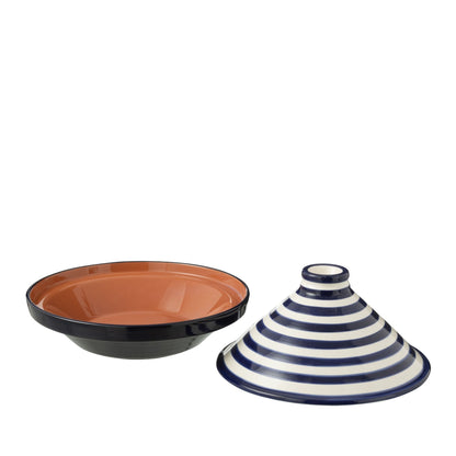 Tagine Granada Rayures Bleu Cobalt/Blanc Céramique J-Line