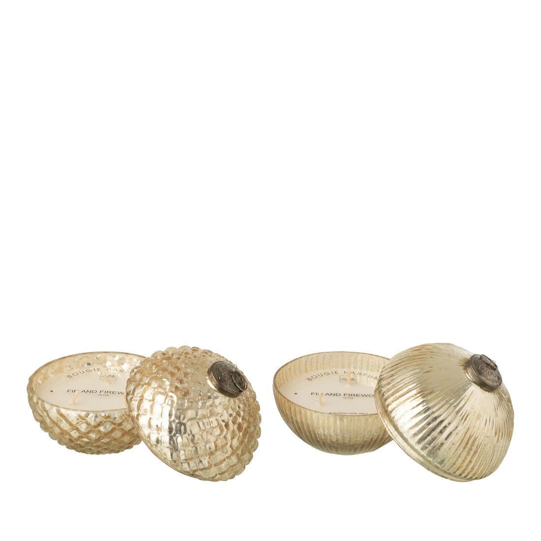 Bougie parfumée boule de Noël en verre doré grande J-Line lot de 2