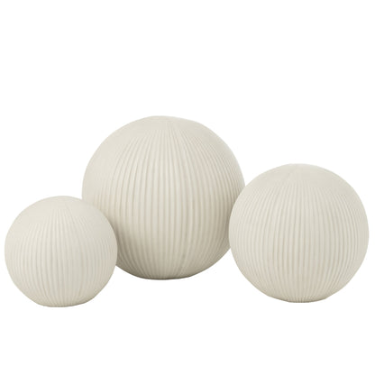 Boule déco en argile blanche, grande, 39,5 cm x 37,5 cm x 39,5 cm