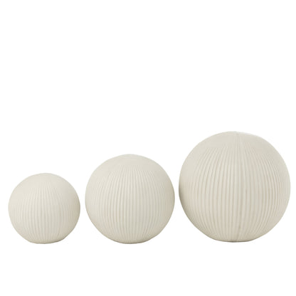 Boule déco en argile blanche, grande, 39,5 cm x 37,5 cm x 39,5 cm
