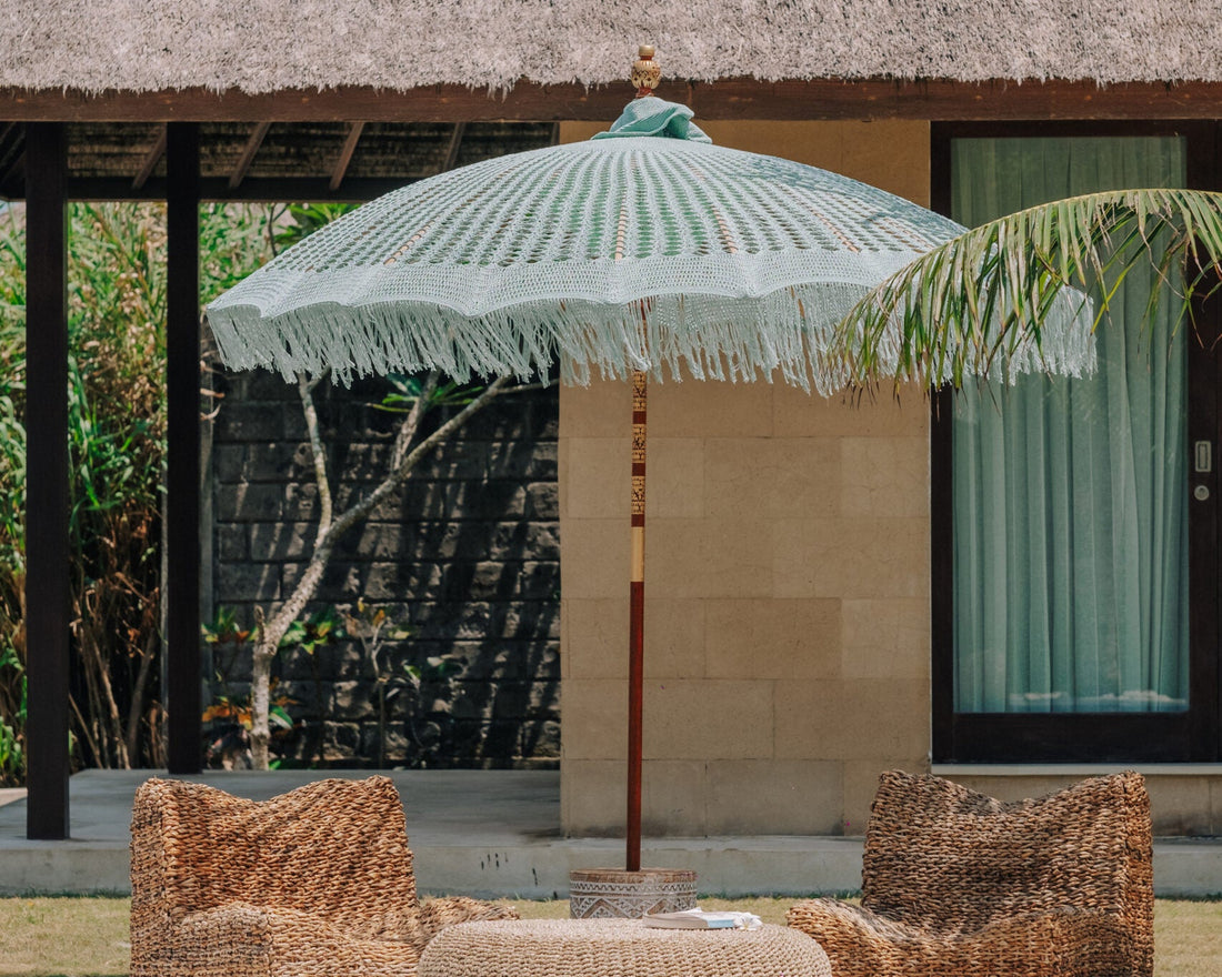 Parasol Bali Macramé Vert Ø250cm Todo Bien