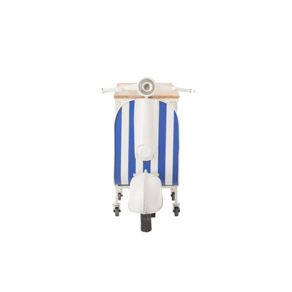 Meuble de bar rétro scooter rayé fer bleu/blanc J-Line