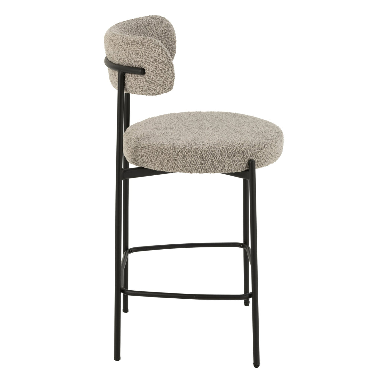 Tabouret de bar Boucle Multiplex/Polyester Gris/Noir J-Line