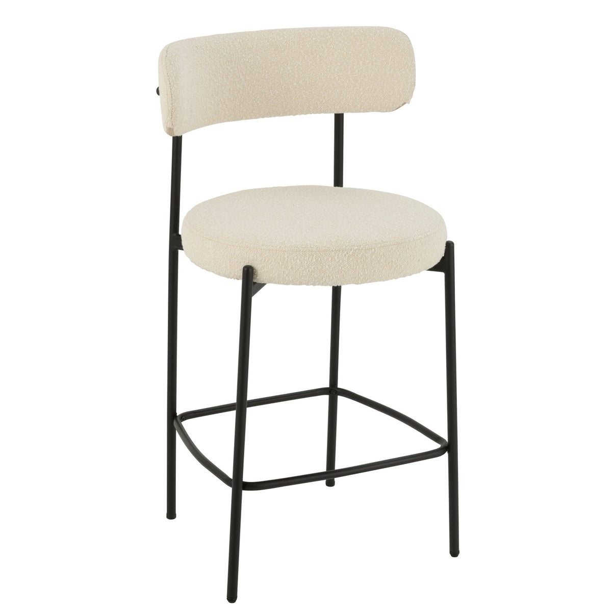 Chaise de bar Boucle Multiplex/Polyester Blanc/Noir J-Line