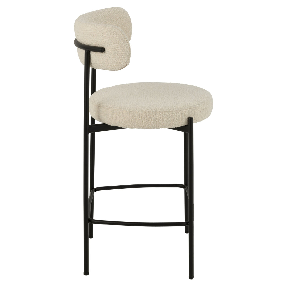 Chaise de bar Boucle Multiplex/Polyester Blanc/Noir J-Line
