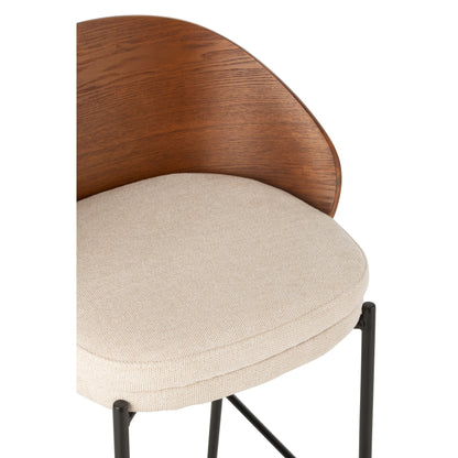 Tabouret de bar Lone Multiplex/Métal Marron/Beige J-Line