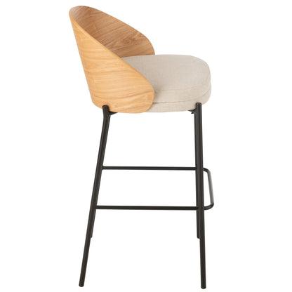 Tabouret de bar Lone Multiplex/Métal Naturel/Beige J-Line