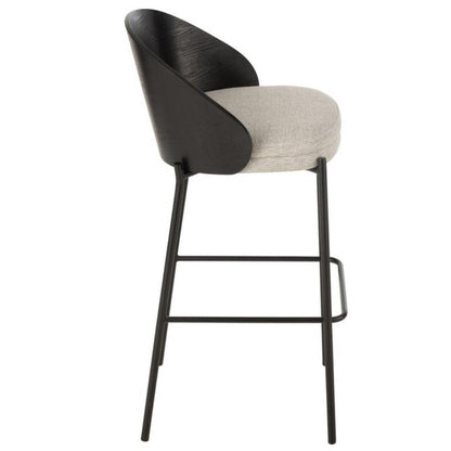 Barstoel Lone Multiplex/Metaal Zwart/Grijs - Barkruk - J-Line - livinglovely.nl