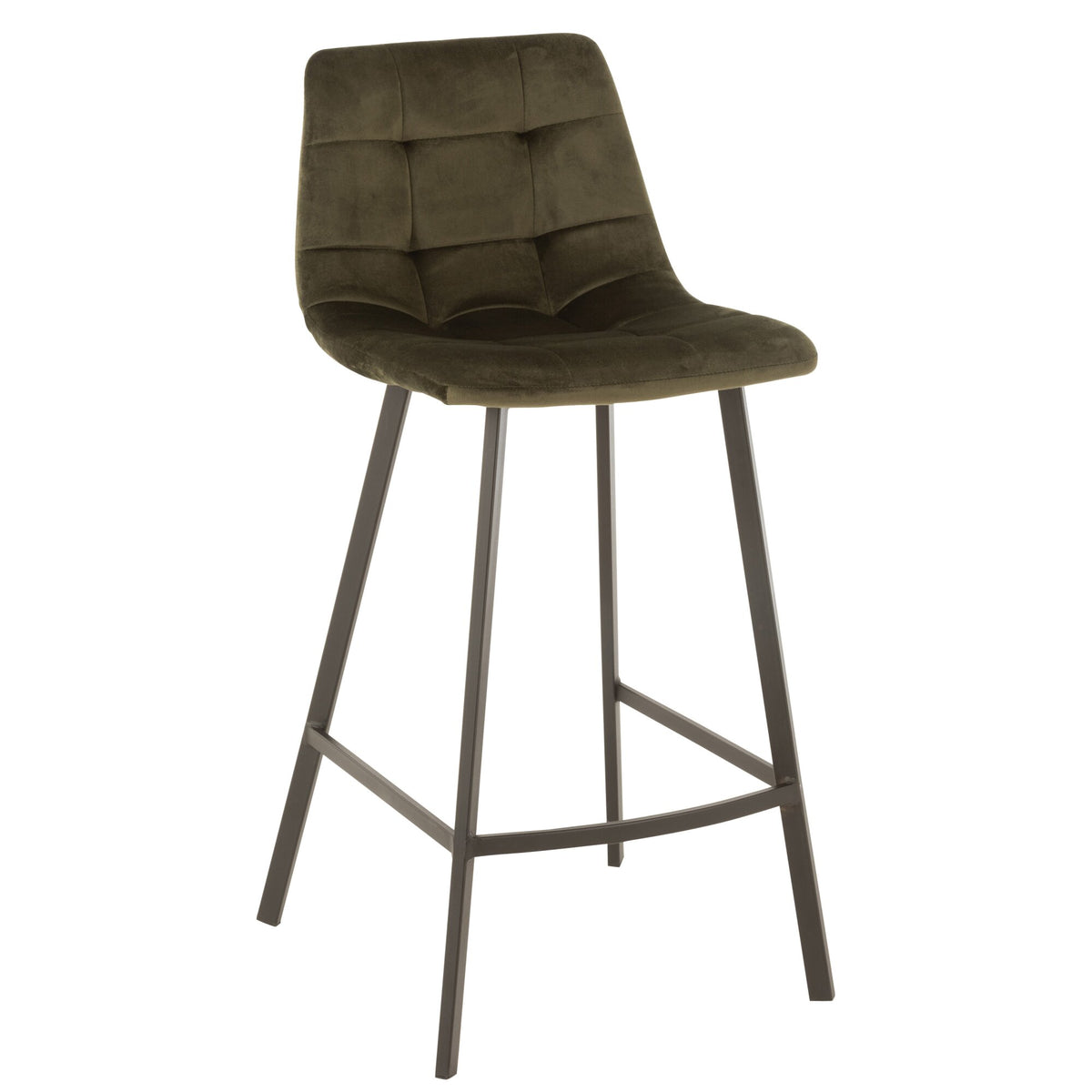 Tabouret de bar Olivier Textile/Métal Vert Foncé J-Line