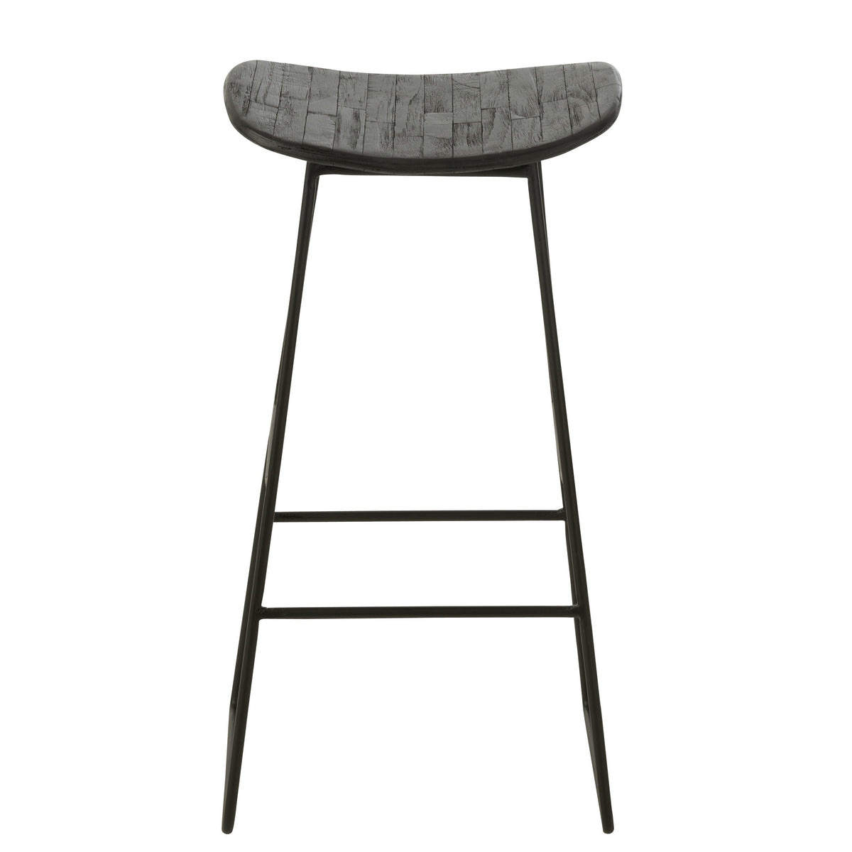Barstoel Rechthoekig Gerecycleerd Teak Zwart Large - Barkruk - J-Line - livinglovely.nl
