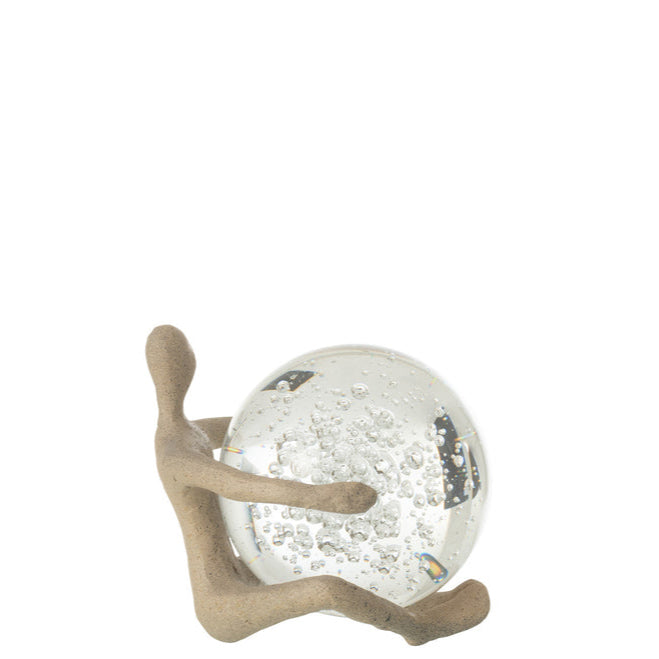 Beeld Bal Resin/Kristal Beige - Beeld - J-Line - livinglovely.nl