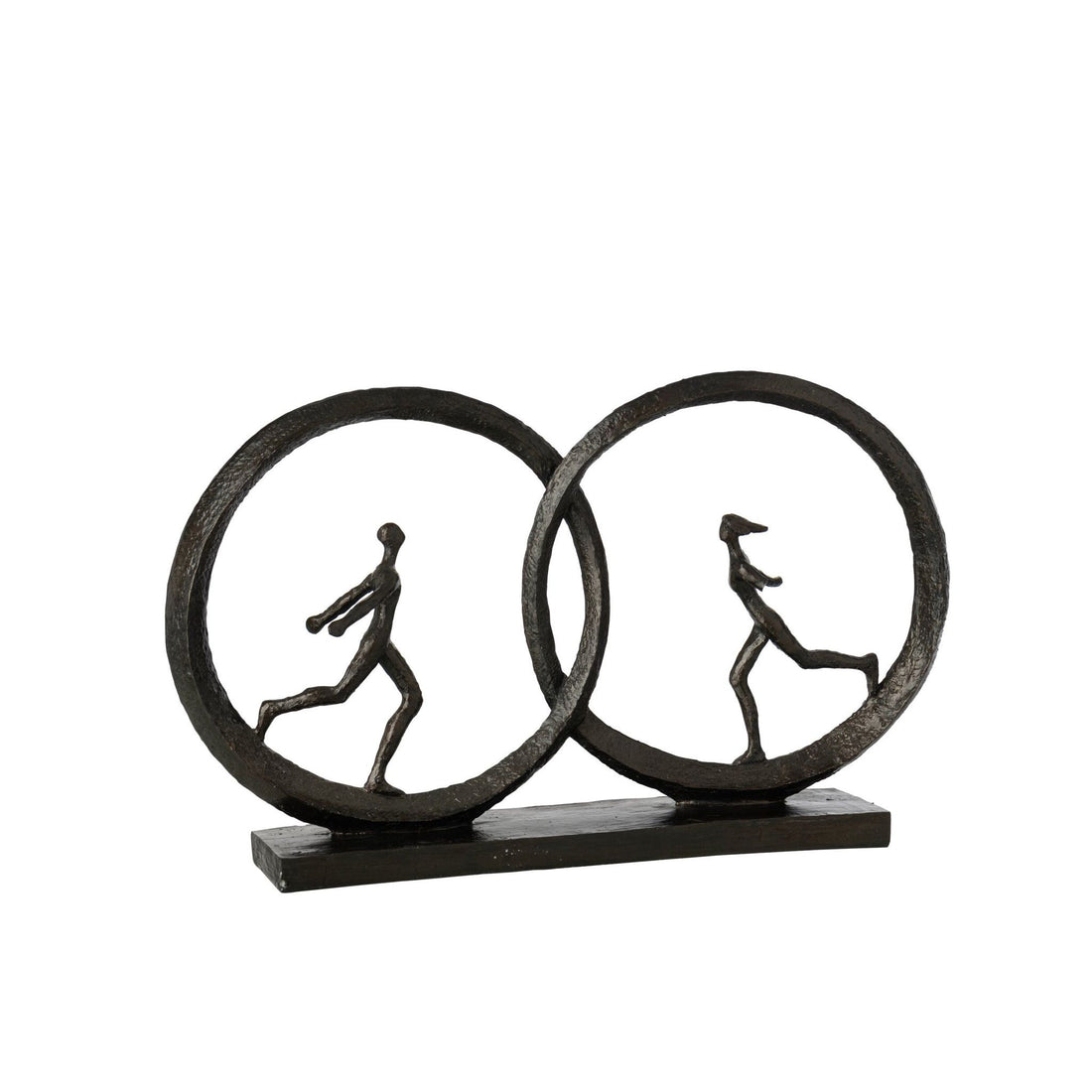 Figurine Couple dans un anneau en polyrésine noire J-Line