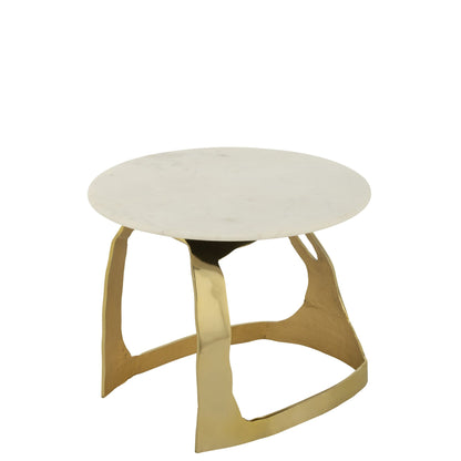 Bijzettafel Aluminium/Steen Goudkleurig/Wit Small J-Line