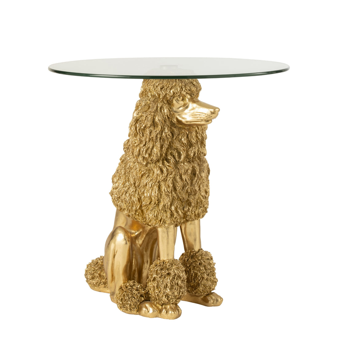 Bijzettafel Poedel Rond Polyresin Goudkleurig J-Line