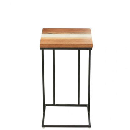 Bijzettafel Vierkant Acacia Hout/Epoxyhars Naturel/Wit