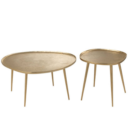 Bijzettafels Vinta Aluminium Goud Set van 2 - Bijzettafel - J-Line - livinglovely.nl
