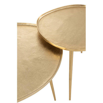 Bijzettafels Vinta Aluminium Goud Set van 2 - Bijzettafel - J-Line - livinglovely.nl
