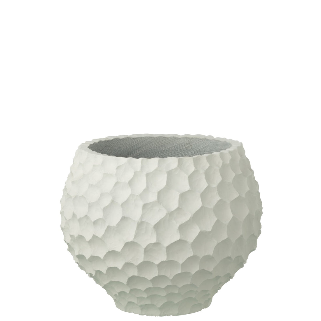 Pot de fleurs à rainures + extérieur blanc sable moyen J-Line