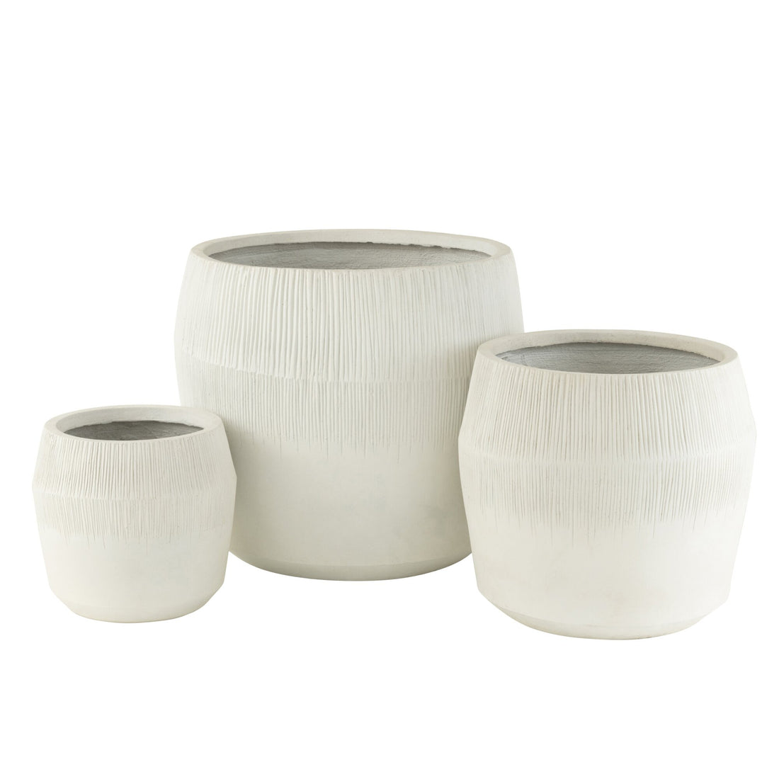 Lot de 3 pots de fleurs en argile fibreux blancs J-Line