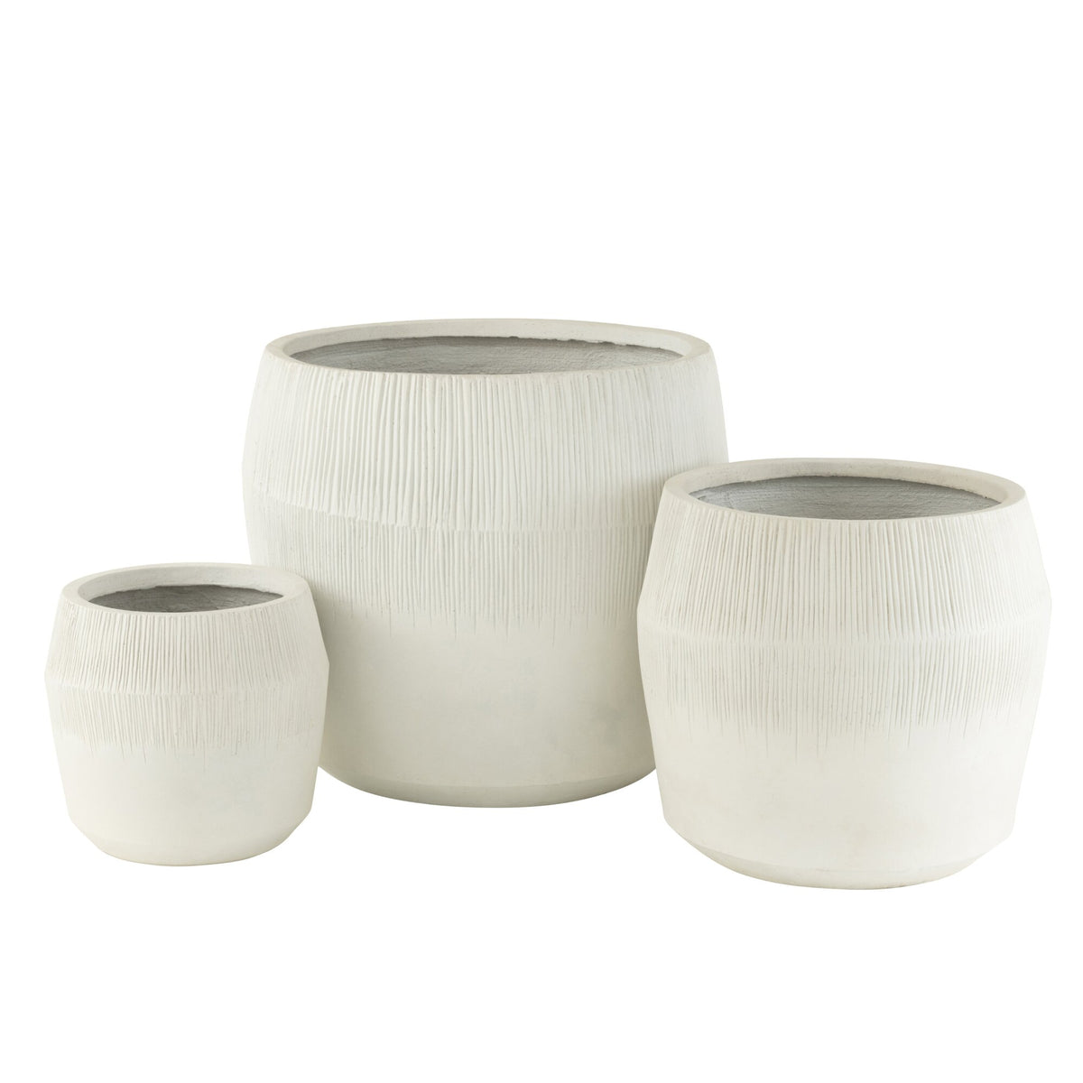 Lot de 3 pots de fleurs en argile fibreux blancs J-Line