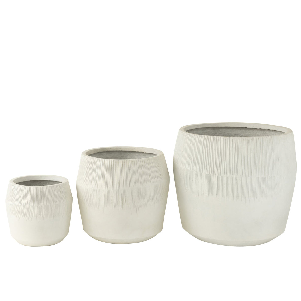 Lot de 3 pots de fleurs en argile fibreux blancs J-Line