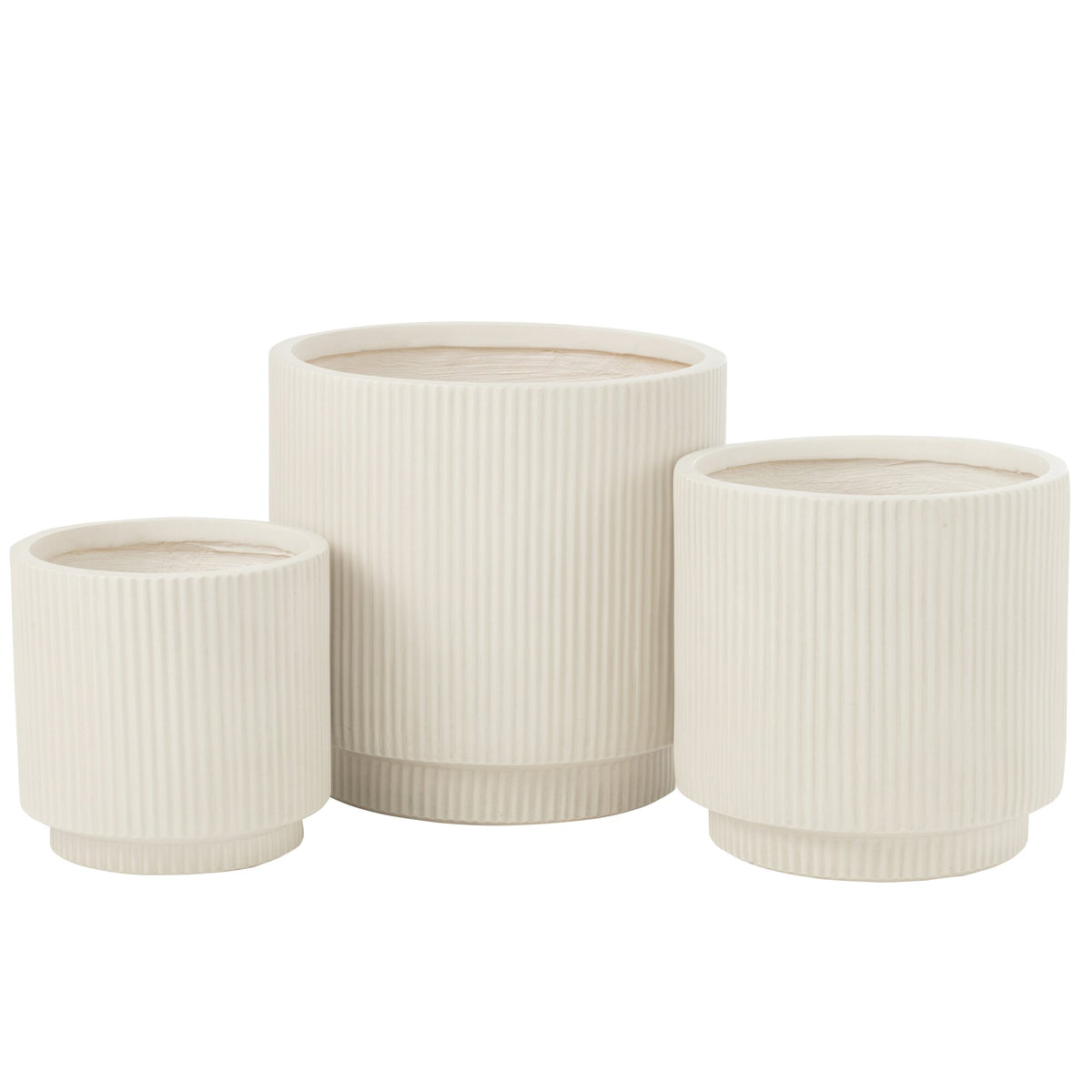 Lot de 3 pots de fleurs Misty en argile blanche J-Line